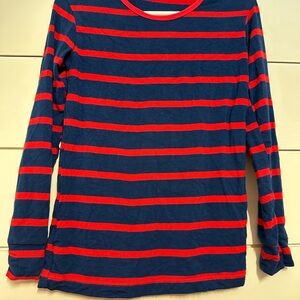 Kickee Pants Kids Long Sleeve Shirt - Navy and Red Stripes